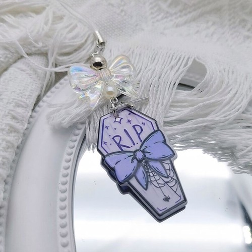 Bowknot Purple Coffin Pendants Phone Charm Straps Lanyard Purse Accessories - Zdjęcie 5 z 8