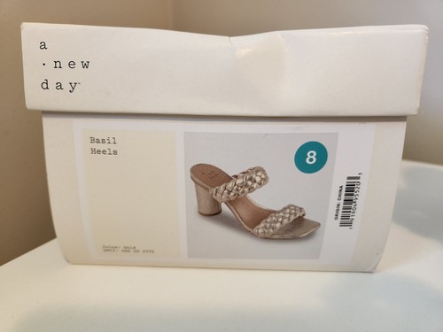 A New Day Size 8 Gold Basil Braided Mule Heels NEW - Picture 9 of 9