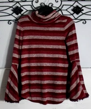 My Story Sweater Knit Top Size S Multicolored Striped Long Sleeve High Neck 