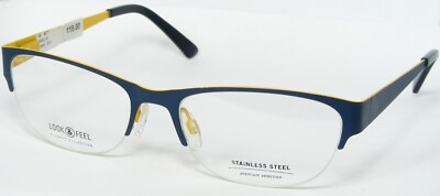 LOOK & FEEL BI 8072-8 MATT DARK BLUE /YELLOW EYEGLASSES 53-17-135mm (NOTES)
