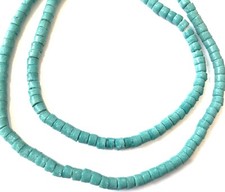 Handmade Ghana recycled Turquoise glass disk shape African Trade Beads