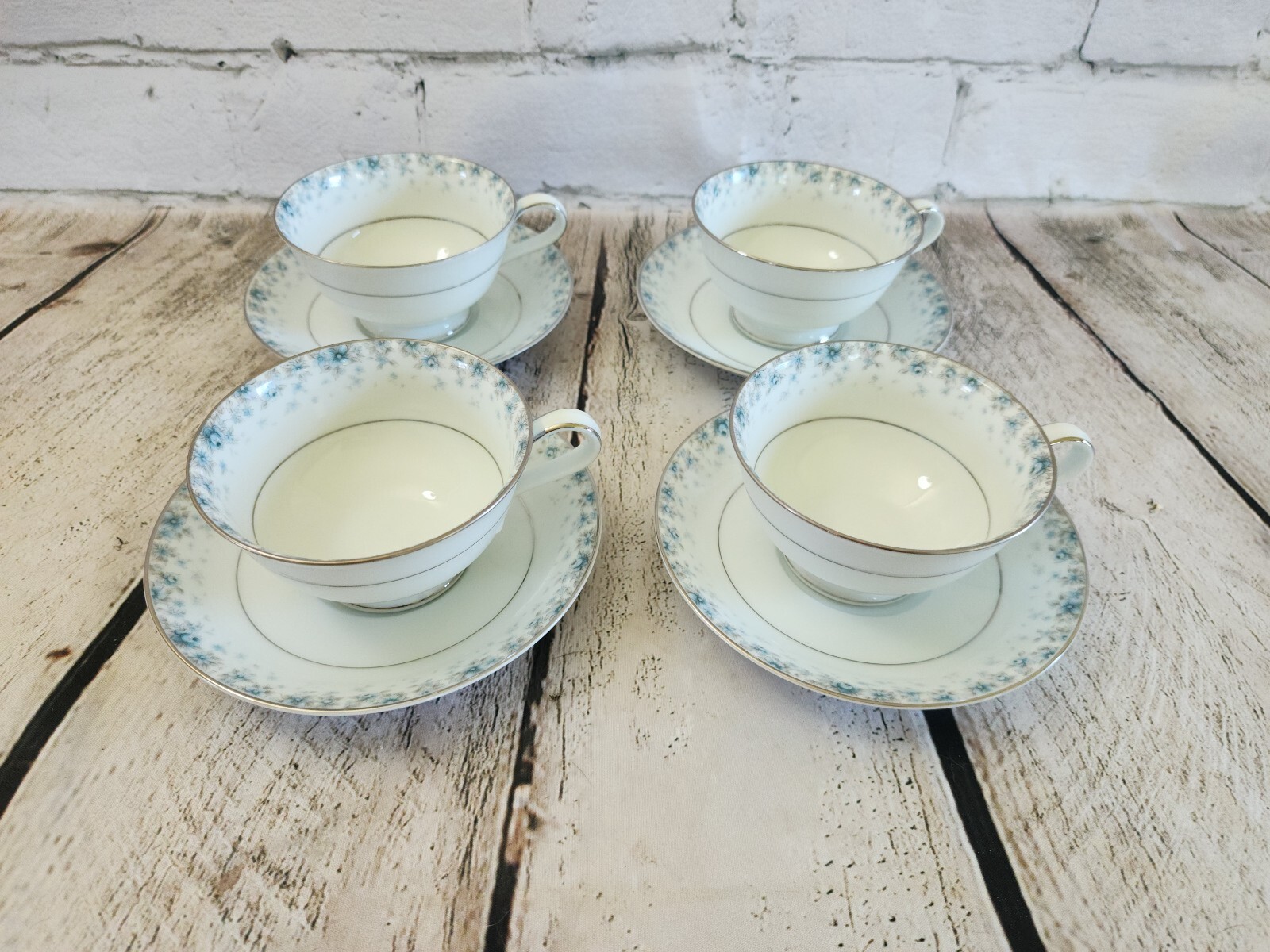 Noritake 6722 Kathleen Blue Flowers 4 Piece Tea Cup Set LQQK eBay