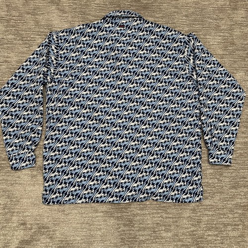 Vintage Fubu Shirt Mens XXL Blue All Over Print Button Up 90s Streetwear Y2K - Picture 6 of 16