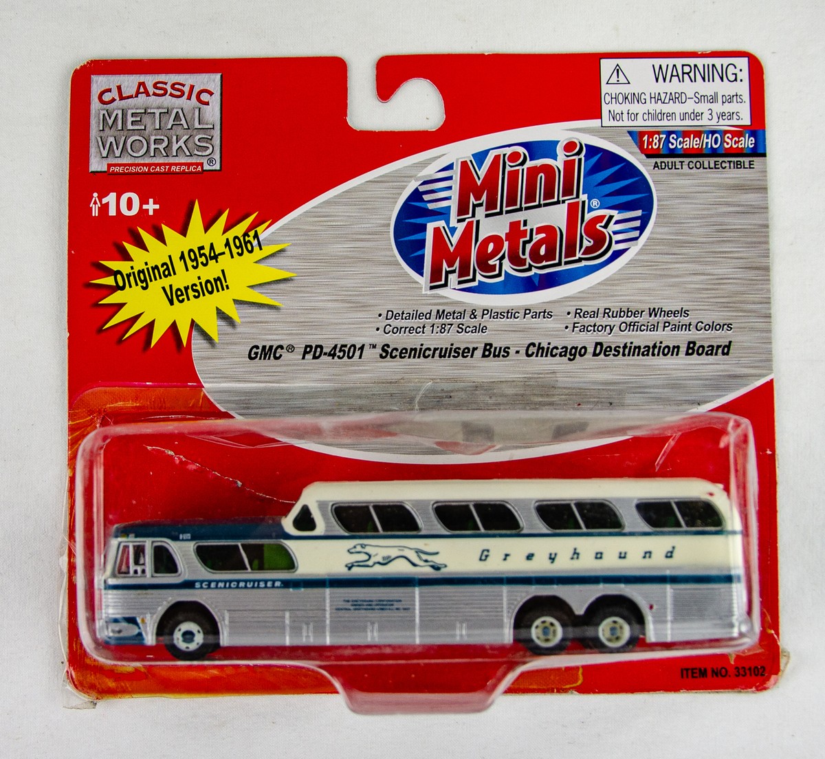 CMW Mini Metals GMC PD-4501 Scenicruiser Greyhound Bus Chicago Board 1:87 HO
