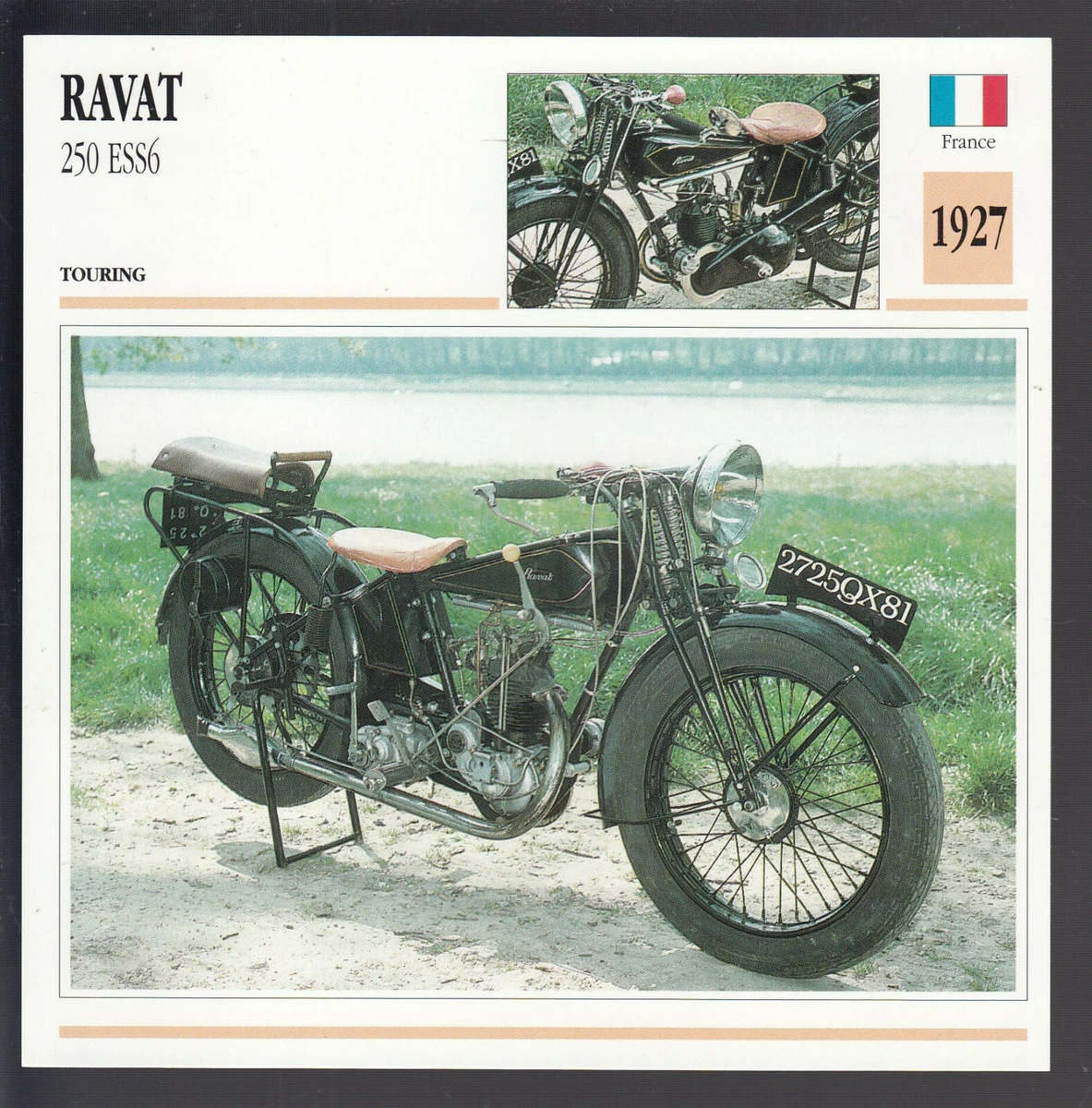 1927 Ravat 250 ESS6 France Motorcycle Photo Spec Sheet Info Stat
