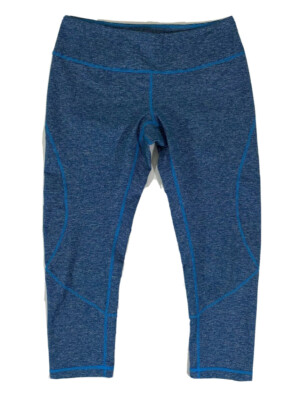 Zella Live In Slim Fit Capri Blue Space Dye Stripe Legging Crop Pants Yoga  Sz S