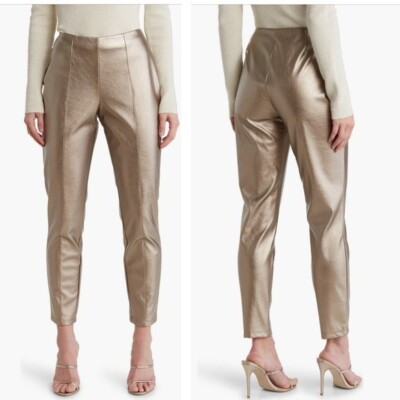 NWT BCBGeneration Faux Leather Ankle Skinny Pants  BRONZE GOLD MEDIUM
