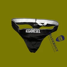 Diesel Men Black cotton stretch G-string Thong underwear size L XL