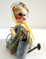 Vintage 1996 Annalee Springtime Country Girl Mouse W/Watering Can, 6.5"