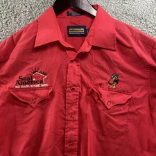 VTG Panhandle Slim Red Pearl Snap Shirt 16-35 Seal America