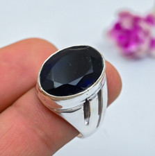 Blue Sapphire Lab-Created Gemstone 925 Sterling Silver Ethnic Jewelry Rings Gift