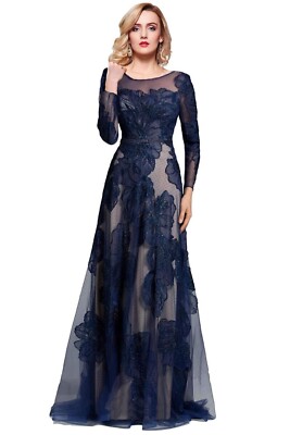 SPECIAL OCCASION Formal SHEER Embroidery Floral Long Evening Gown prom dress | eBay SPECIAL OCCASION Formal SHEER Embroidery Floral Long Evening Gown prom dress | eBay