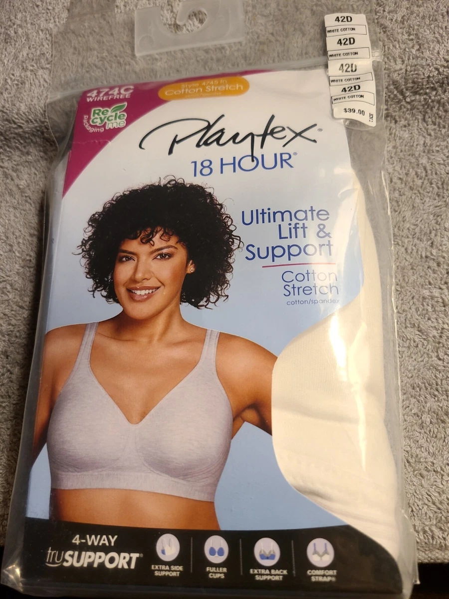 Playtex Wirefree Bra 18Hour 474C Cotton Stretch Ultimate Lift