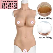 Realistic Silicone Bodysuits Fake Breast Form Boobs Breastplate for Crossdresser