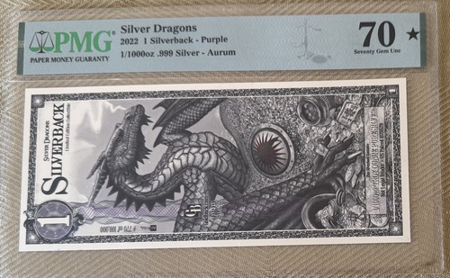 2022 Silverback Aurum Note, Silver Dragons Purple Edition, PMG Gem Unc ...