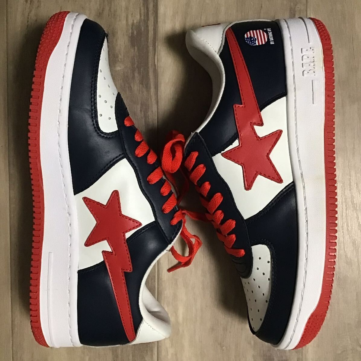 Leather BAPESTA sneakers navy a bathing ape BAPE STA shoes US 10