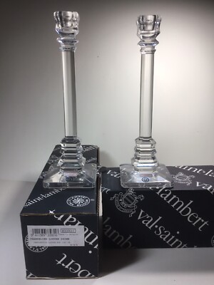 Louvre Candlestick Pair Val Saint Lambert 240mm New 
