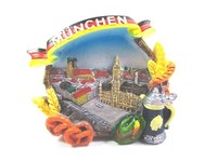 MüNchen Magnet Poly Souvenir Germany Marienplatz Bierkrug Moaß Brezel Hut