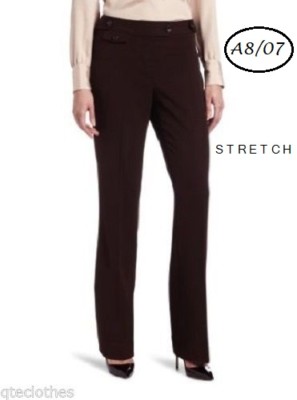 JONES NEW YORK Brown Extended Tab Bootleg Stretch Dress Pants 6 L31 QCO