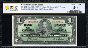 3 Notes From Bank of Canada 1937 $1 / 2-Notes and 1- 1954  Bank note Of Canada.
