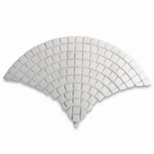 T999XP Thassos White Marble Fish Scale Scallop Fan Mini Mosaic Tile Polished