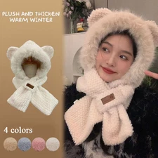 Warm Ear Protection Winter Women's Fleece Hat With Neck Protection Thick Plush