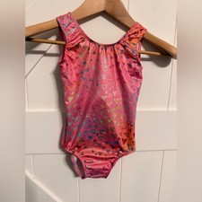 Pink and Orange Heart Patterned Leotard Size 110