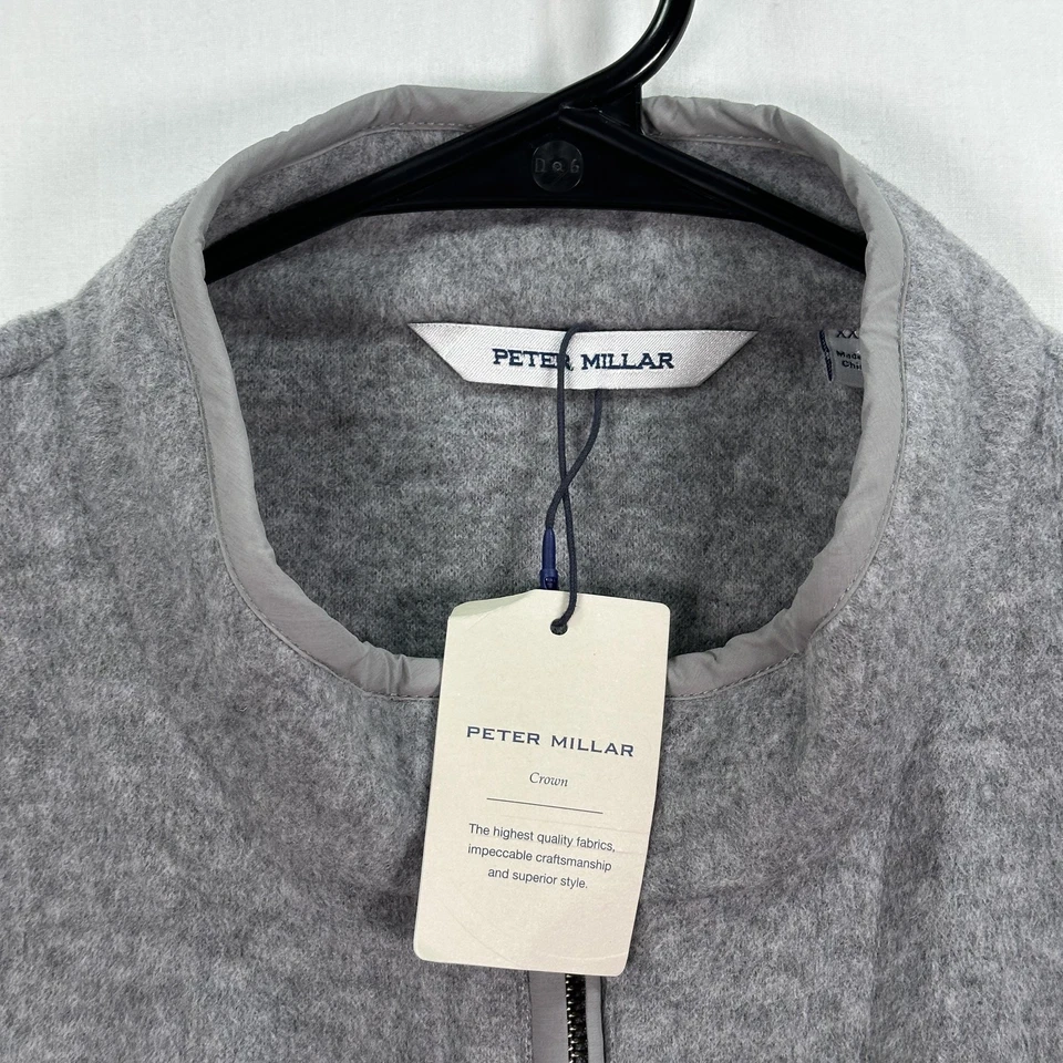 Peter Millar Vest Mens 2XL Gray Crown Flex Fleece Merino Wool Zip Golf NWT $495 - Image 4 of 4