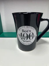 2021 See's Candies Chocolates Centennial 100 Years Mug in Black Ceramic