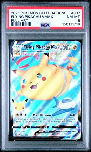 2021 POKEMON CELEBRATIONS #007 FULL ART/FLYING PIKACHU VMAX PSA 8