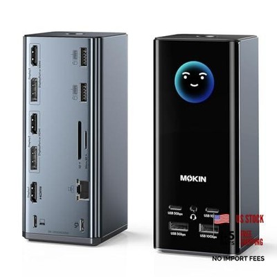USB C Docking Station 3 Monitors,  Triple Display 17-in-1 USB C Docking Station