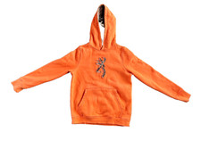 Youth Browning Camo Logo'd Blaze Organge Hunting Hooded Sweatshirt  Size Large
