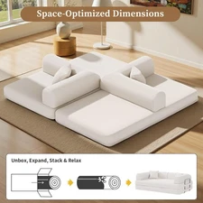 Compressed Corduroy Sofa Set Folding Couch Bedroom Sofa Bed Armrest Living Room