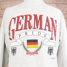 Vintage German Pride Flag Sweatshirt XL Gray USA Made Germany 90s Travel