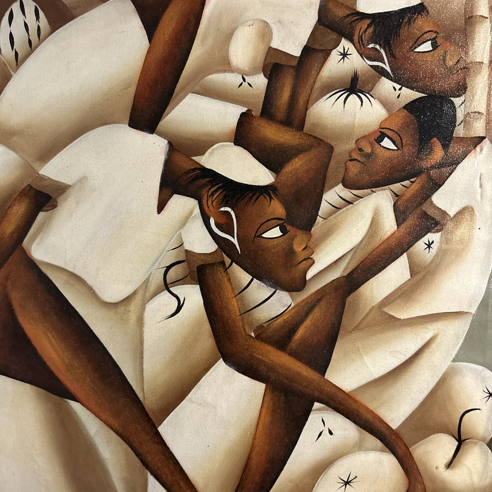 Original Laurent Casimir Haitian Ölgemälde auf Leinwand 24,5" x 21" signiert OOAK - Bild 3 von 4