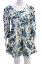 Love Shack Fancy Women Fit & Flare Mini Floral Cotton Dress Long Sleeve Size 6