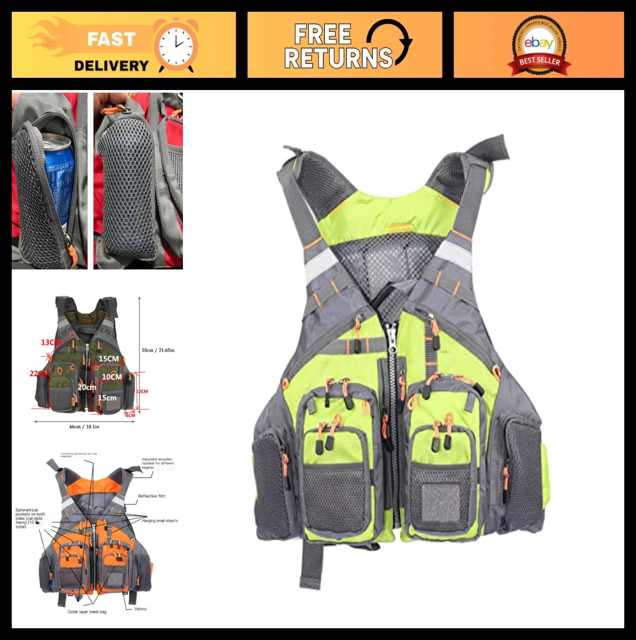 Multifunctional Fly Fishing Vest Life Jacket - Adjustable, Breathable, Lightweig