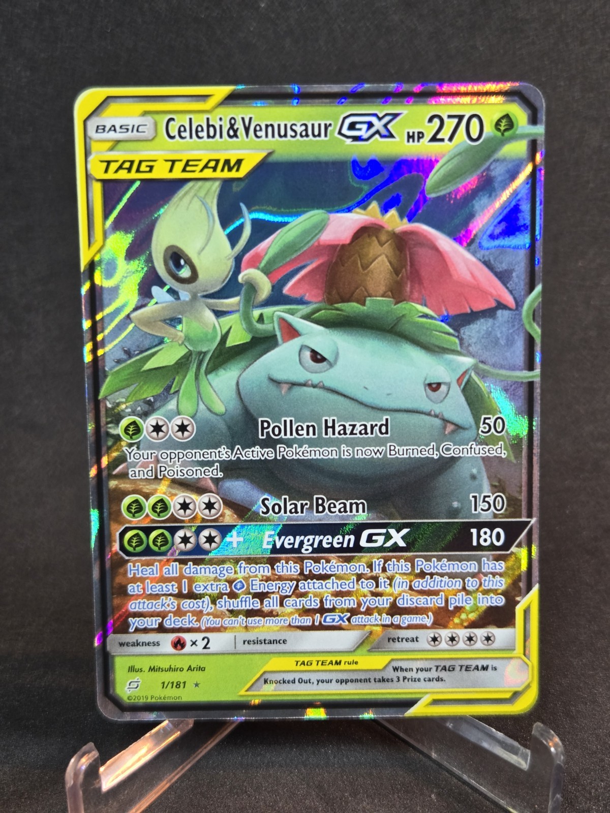 Pokemon Celebi & Venusaur GX 1/181 SM Team Up Ultra Rare Holo
