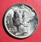 1945 Choice Uncirculated US Mercury SILVER Dime "Philadelphia" Mint! Old Coin!