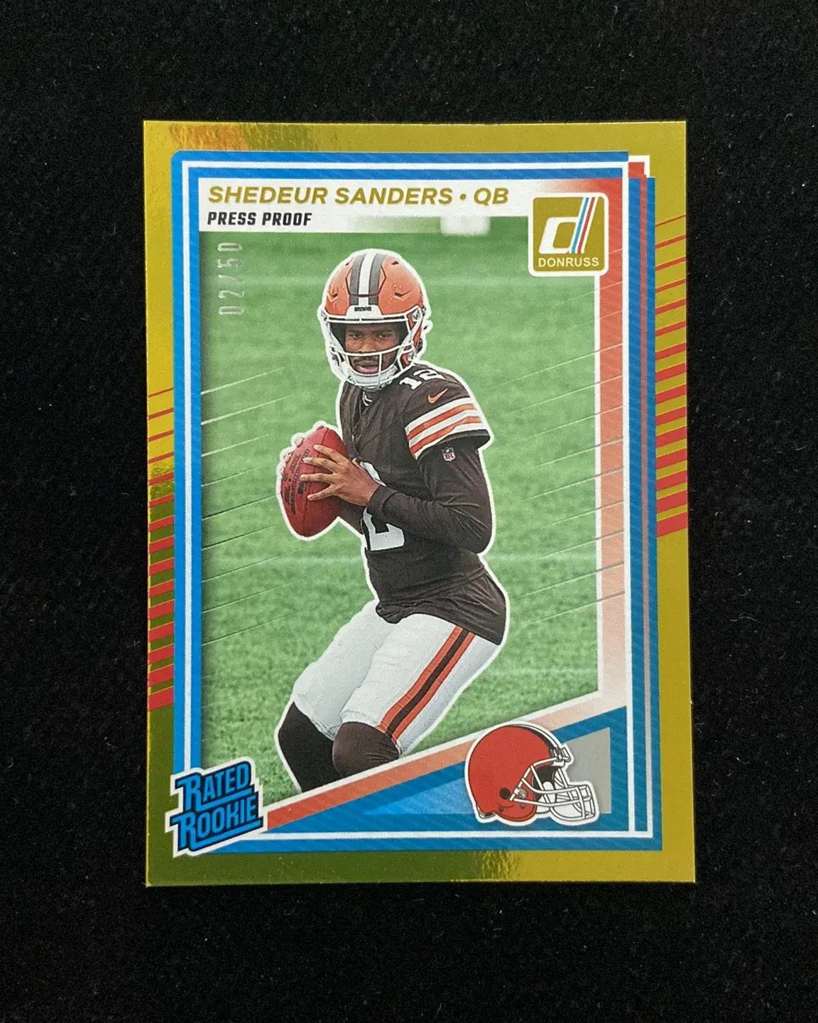 2025 Panini Donruss Press Proof Gold #306 Shedeur Sanders RC Rated Rookie /50 HD