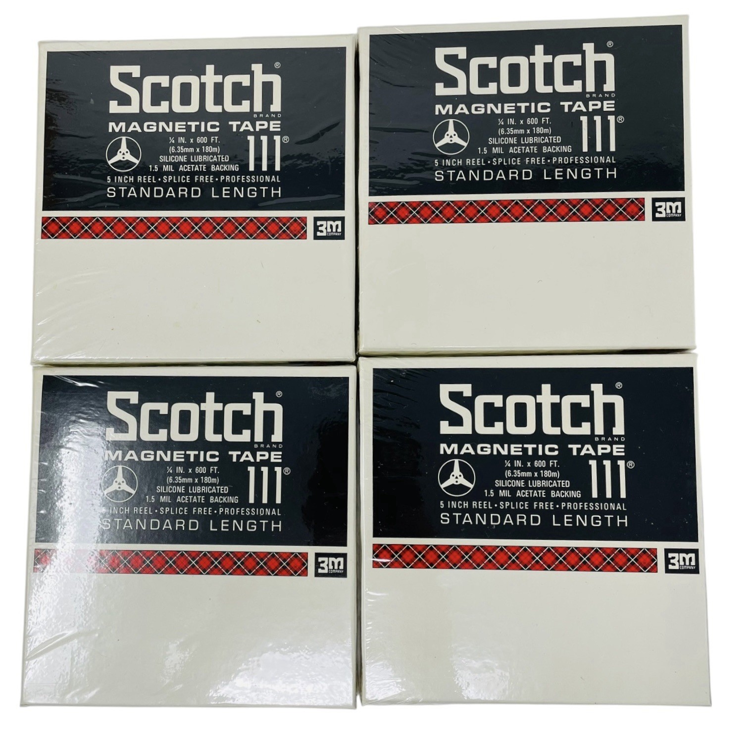 Vintage Scotch 111 5” Reel 1/4" x 600’ Magnetic Tape Sealed Lot of 4