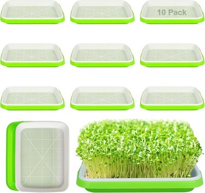 10 Pack Seed Sprouting Trays Soil Free Microgreens Growing Kit