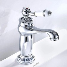 Luxury Victorian Basin Mixer Taps Chrome Mono Bathroom Cloakroom Sink Tap Hot an