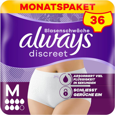 Always Discreet Inkontinenz-Höschen Plus Frauen M hohe Bund Starke 36 Stück