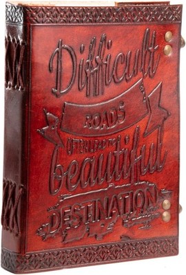 Handmade Leather Journal7x5Difficult Road Embossed|200Lined Pages |Vintage Dairy