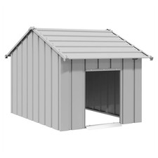Image of Dog House Grey, 83x130x85 cm Galvanised Steel Outdoor Roofed No-Bottom Shelter