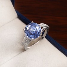 Fine Quality 10x10 MM Blue Sapphire Ring, 925 Sterling Silver Engagement Ring