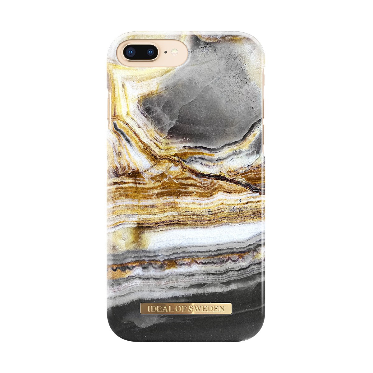 Coque iPhone 8 Plus IDEAL OF SWEDEN Outer Space Marble avec finition dorée élégante