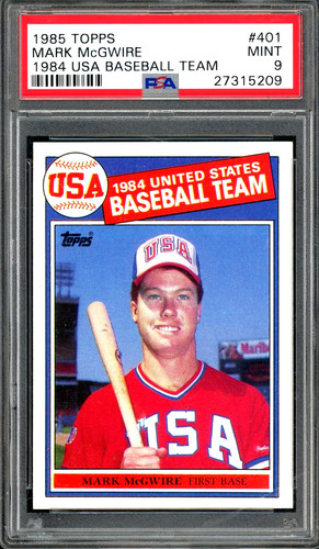 1985 Topps - Team USA Mark McGwire #401 RC PSA 9 MINT CENTERED