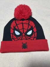 Marvel Beanie Boys OneSize Spider-Man Red Black Pom Knit Hat Far From Home